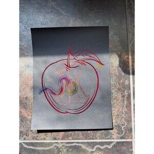 “Tempted” Apple & Worm Core Foil Art Print (Red, Rose Gold & Rainbow Foil)